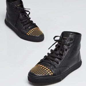 Gucci Black and Gold Studded Hightop Sneakers